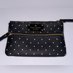 Kate spade black polka dot wristlet